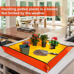 HNXTYAOB Repotting Mat in use with potted plants