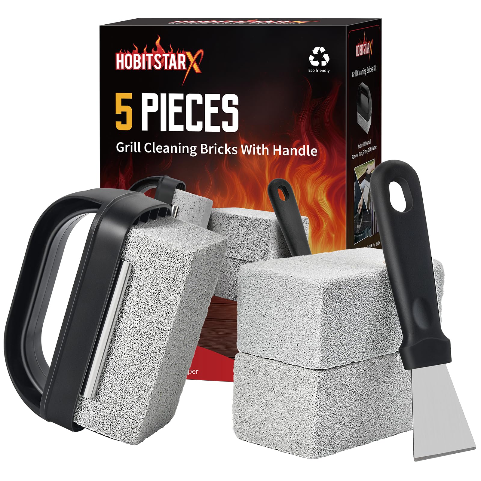 HOBITSTARX Griddle Cleaning Kit with scraper and grill stones