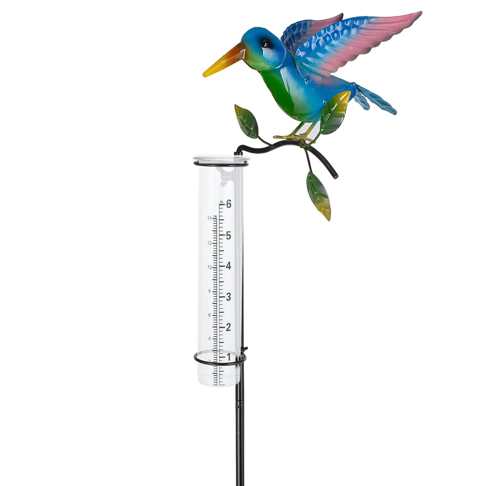 HOBYLUBY Rain Gauge with bluebird design front view