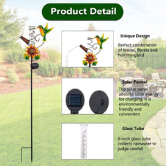 HOBYLUBY Rain Gauge with hummingbird detail in garden setting