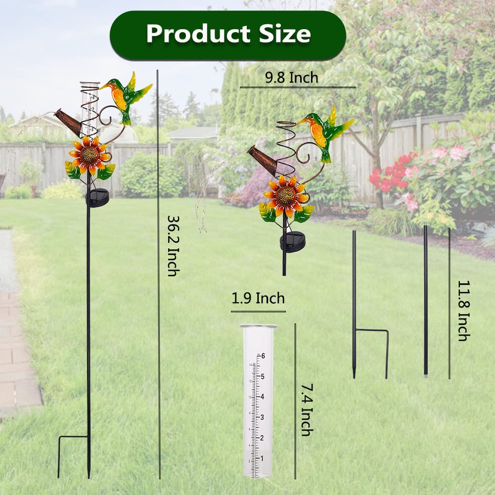 HOBYLUBY Solar Rain Gauge side view showcasing decorative design