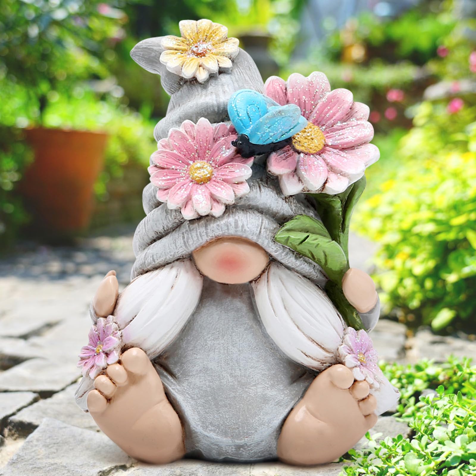 Hodao Spring Gnome Figurine on a table with decorative setup