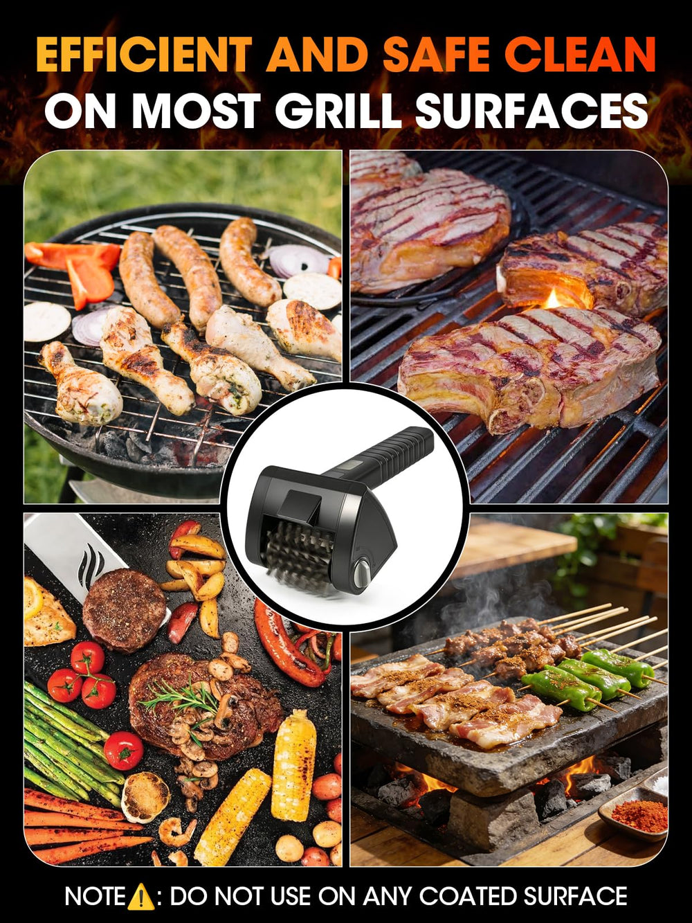 Hodeezaiiw Electric Grill Brush package contents and user manual
