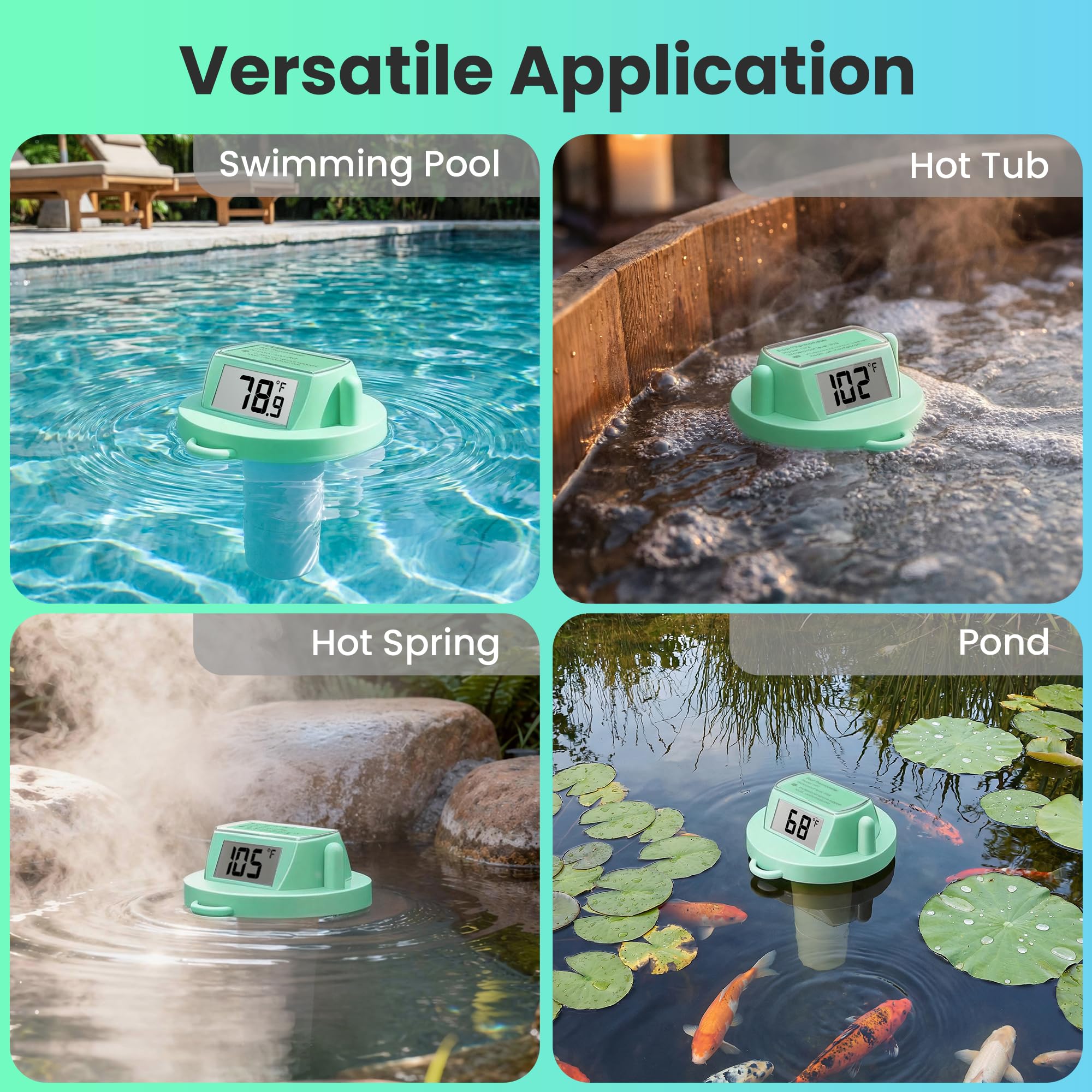 HODIK Digital Floating Pool Thermometer on a poolside edge