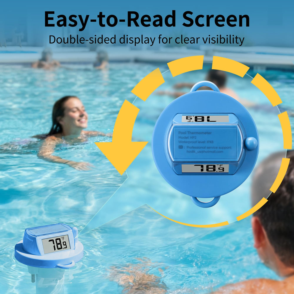HODIK Pool Thermometer floating in a hot tub