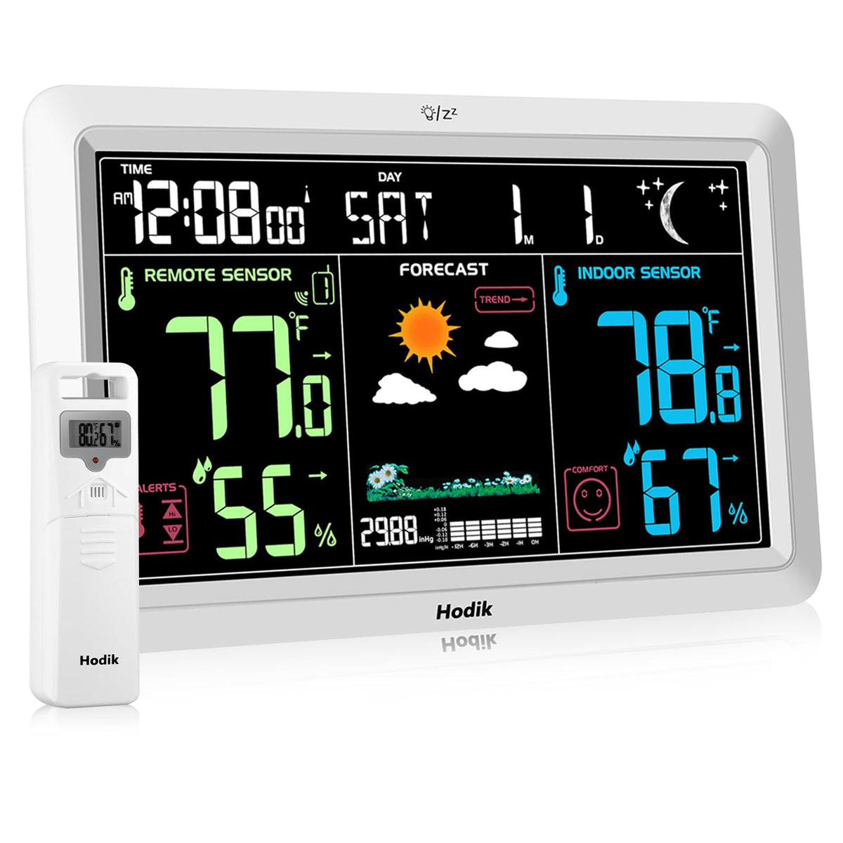 HODIK Wireless Weather Station front view with colour display