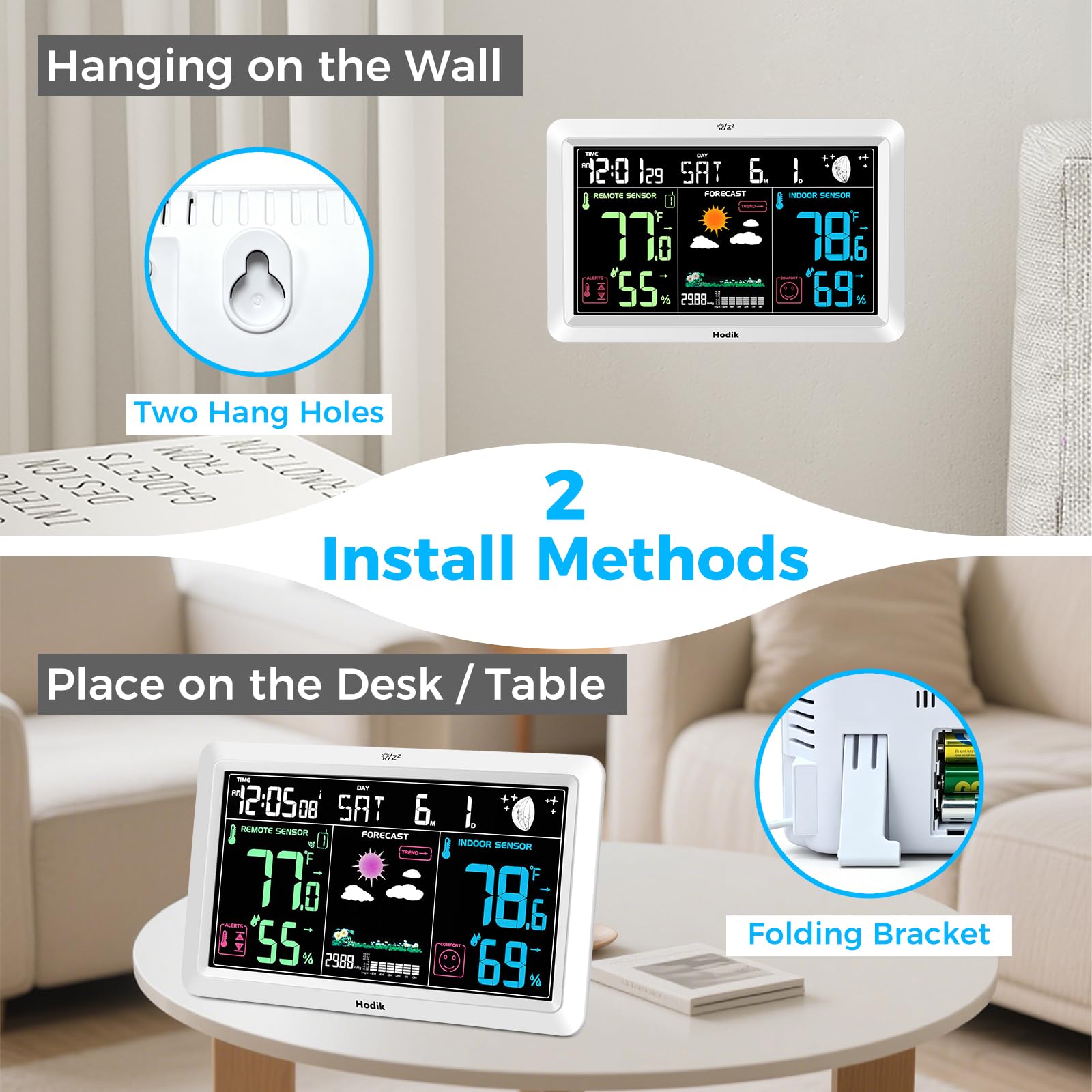 HODIK Wireless Weather Station showing moon phase