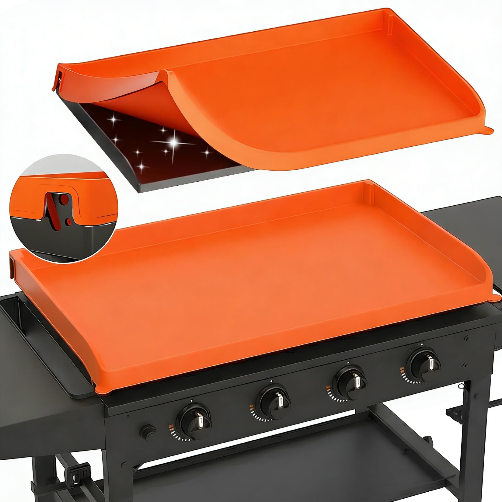 Hodola 36-inch silicone griddle mat in orange, front view
