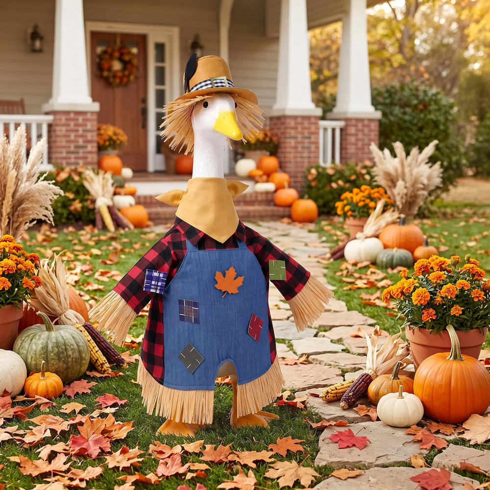 Hodola scarecrow costume showing vibrant colours and rustic design