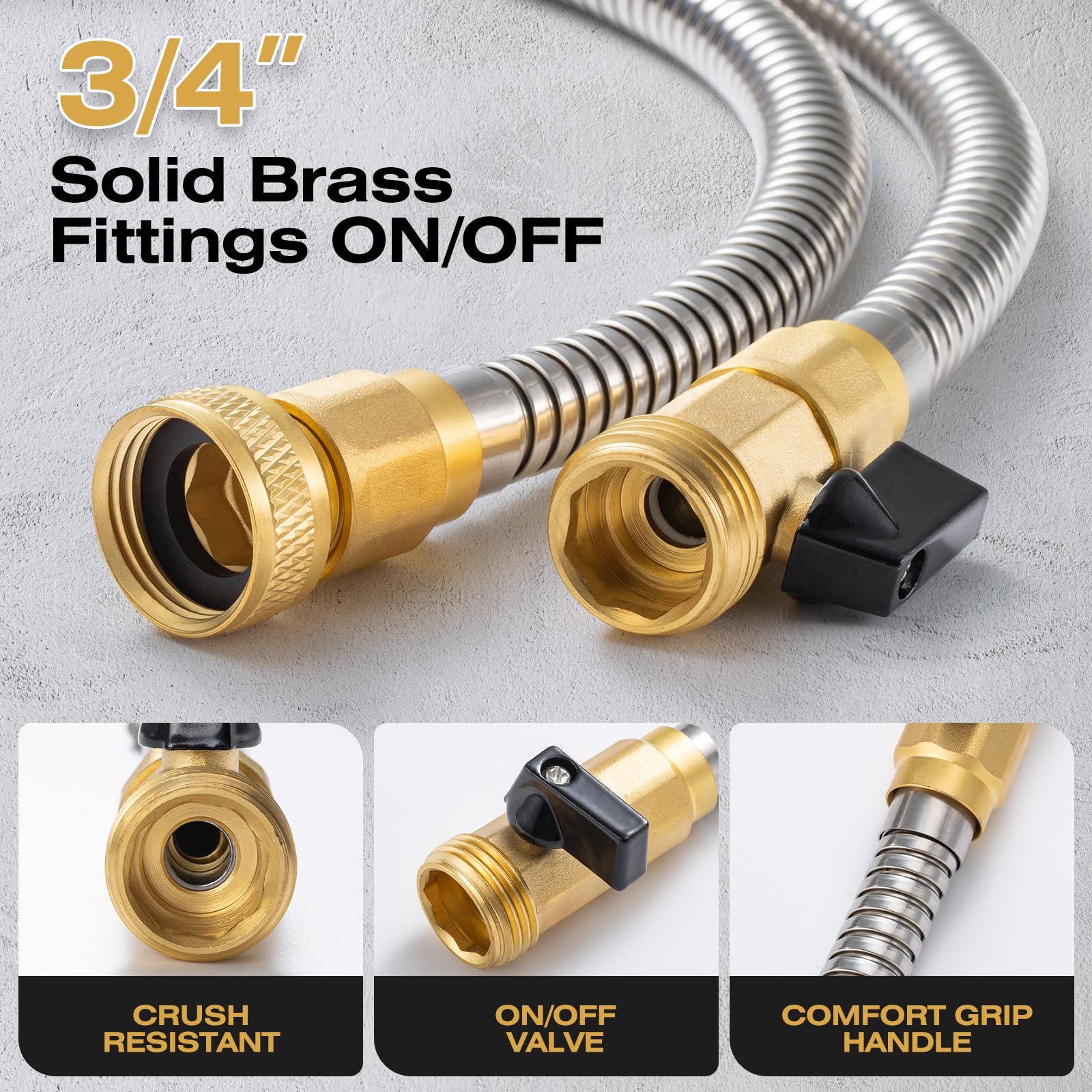HODUP 25FT stainless steel garden hose with brass fittings