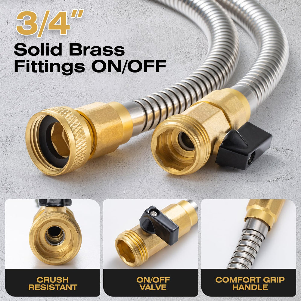 HODUP 25FT stainless steel garden hose with brass fittings