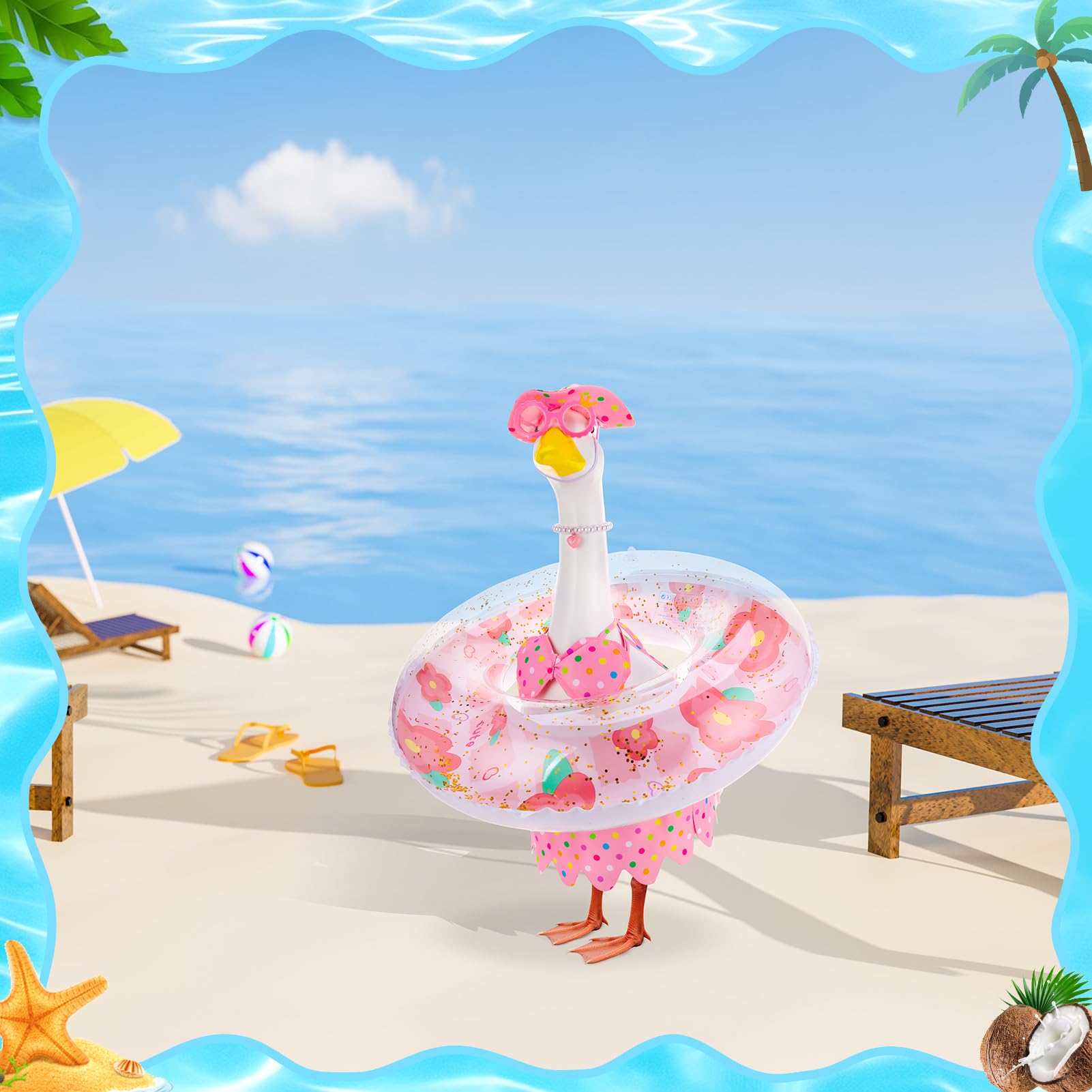 Hoemwarm Pink Bikini Goose Outfit showing the bikini design and necklace