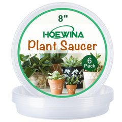 Hoewina 8 inch plant saucer tray clear front view