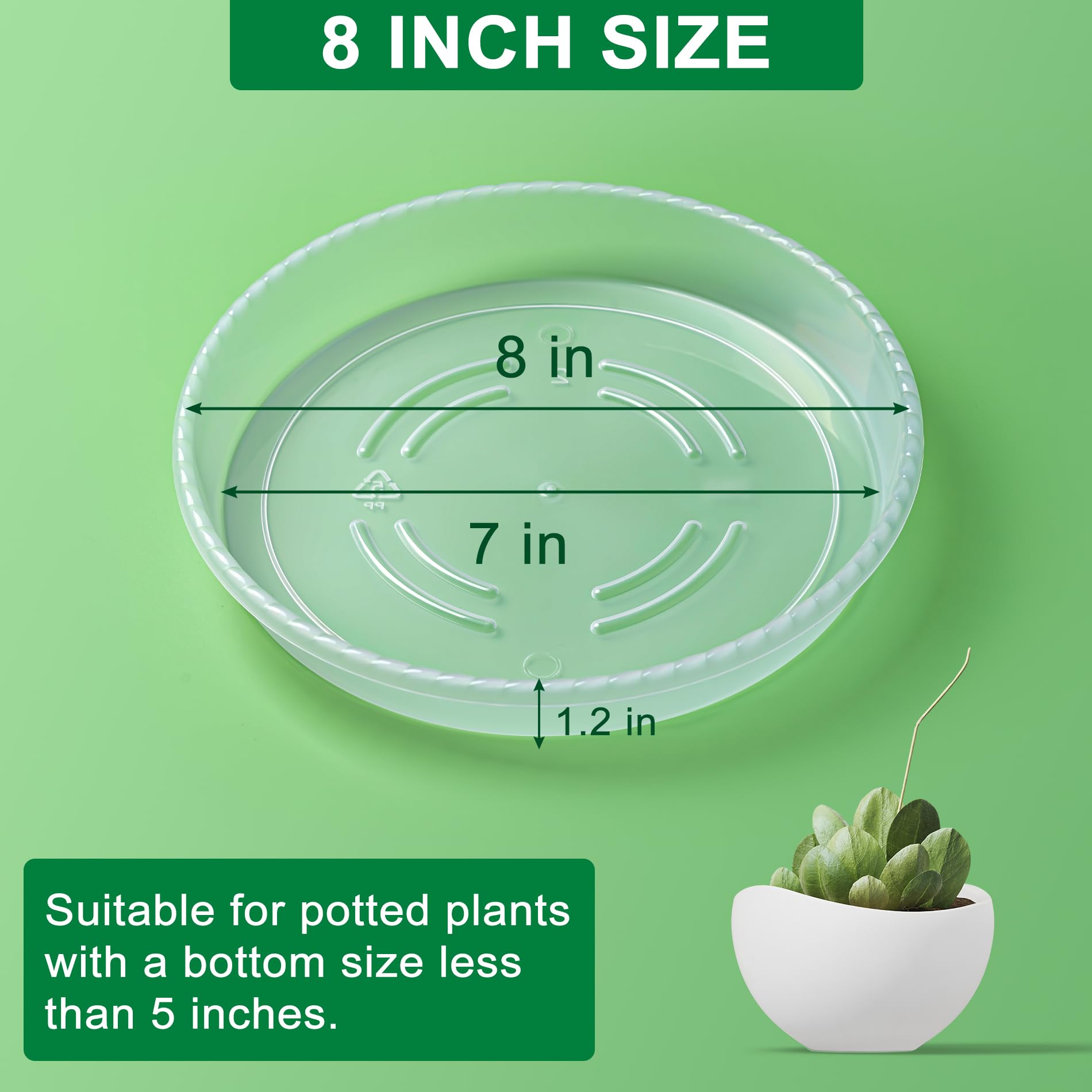Hoewina 8 inch plant saucer tray stacked showing multiple