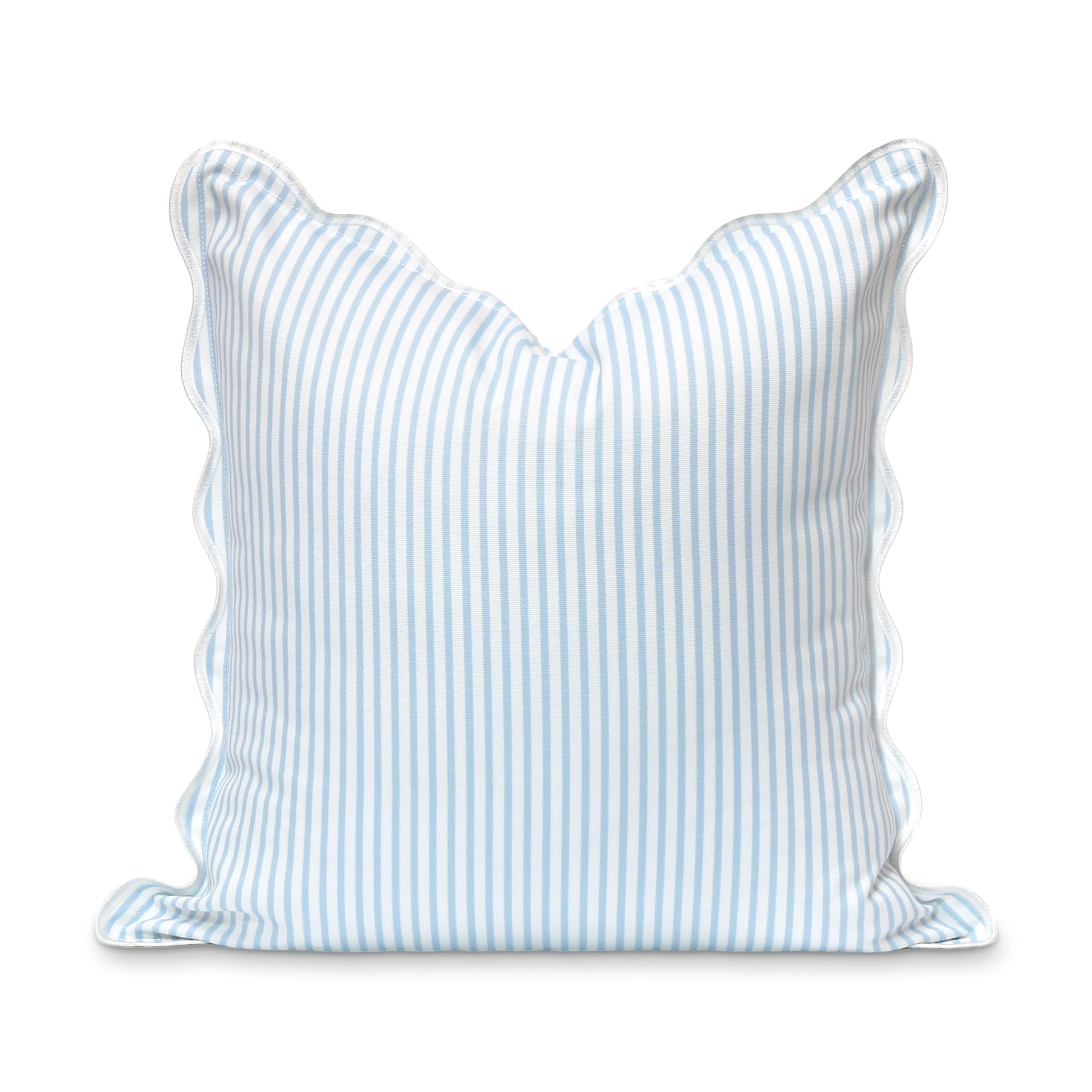 Hofdeco Premium 20x20 Scalloped Throw Pillow Cover, baby blue stripes, front view