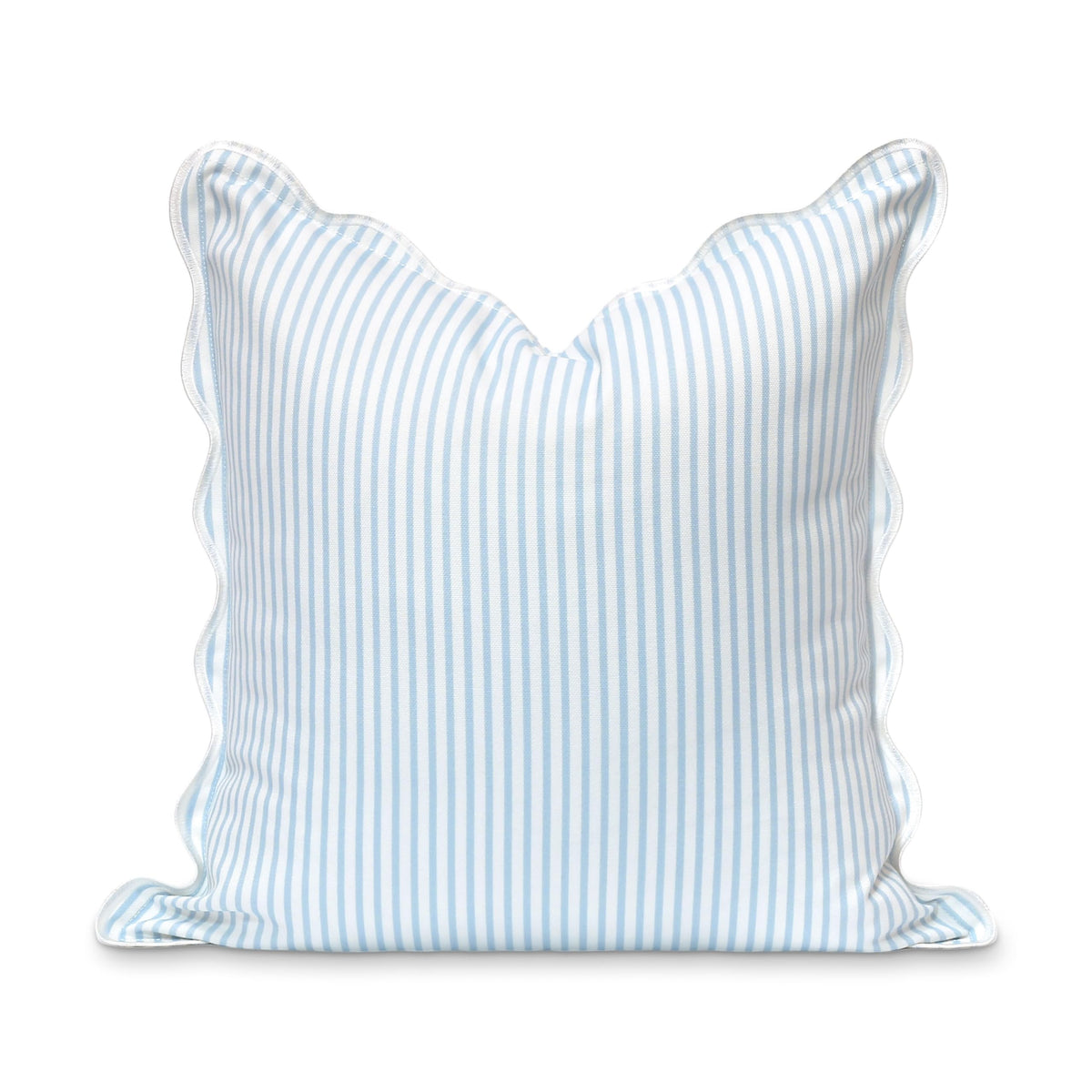 Hofdeco Premium 20x20 Scalloped Throw Pillow Cover, baby blue stripes, front view