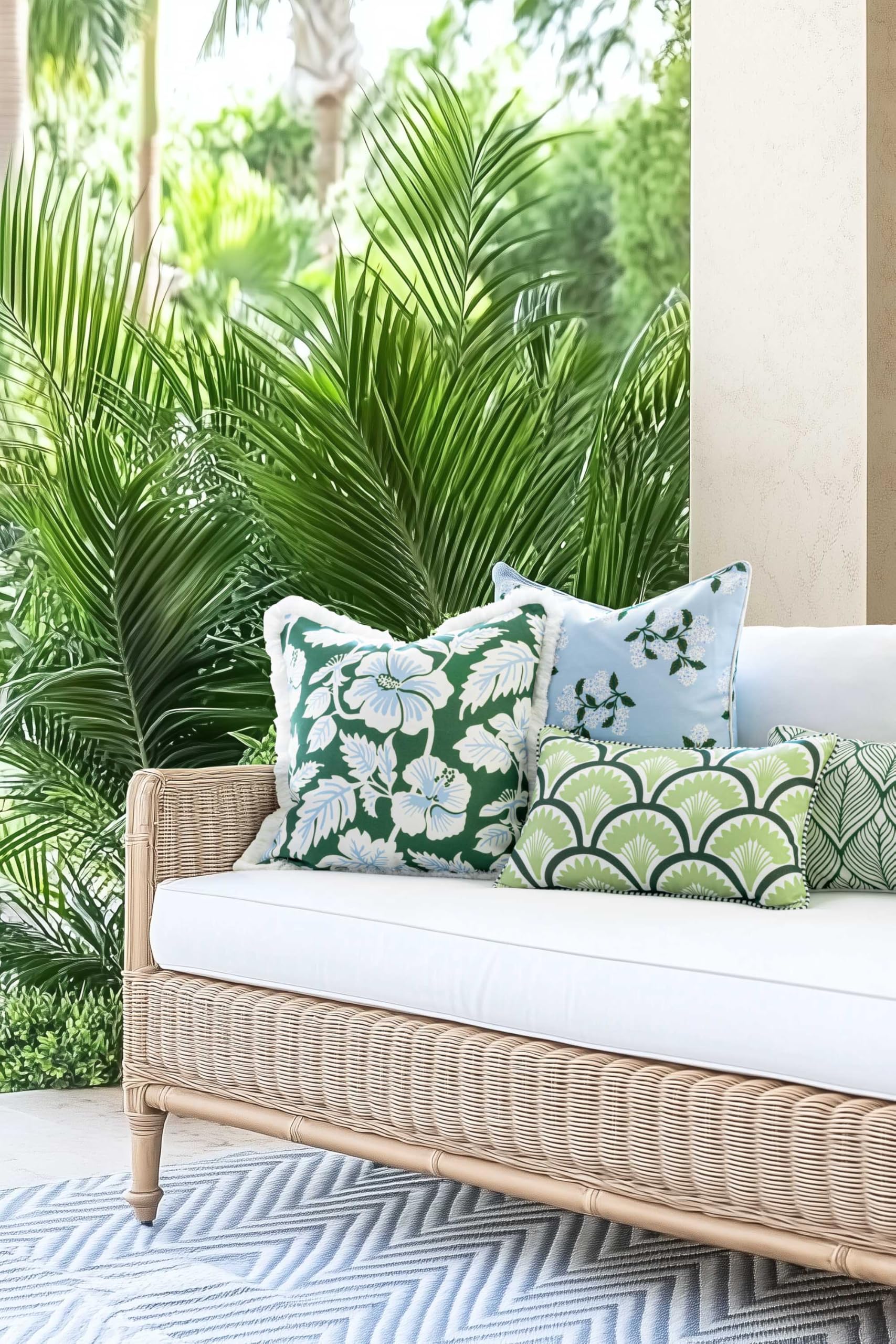 Hofdeco Premium Coastal Lumbar Pillow Cover featuring invisible YKK zipper