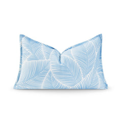Hofdeco Premium Coastal Lumbar Pillow Cover front view with baby blue palm leaf design