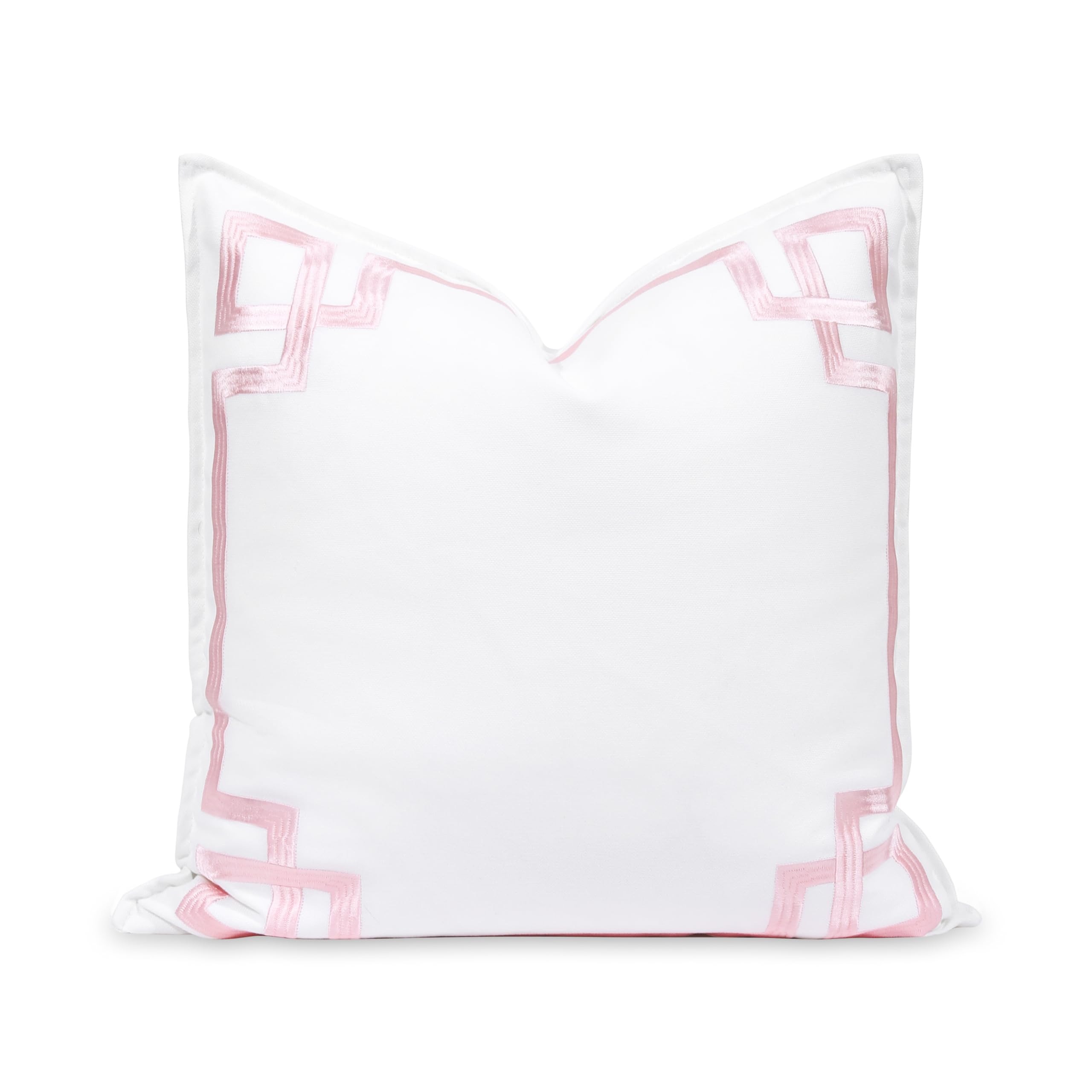 Hofdeco Premium Coastal Throw Pillow Cover 20"x20" blush pink embroidered front view