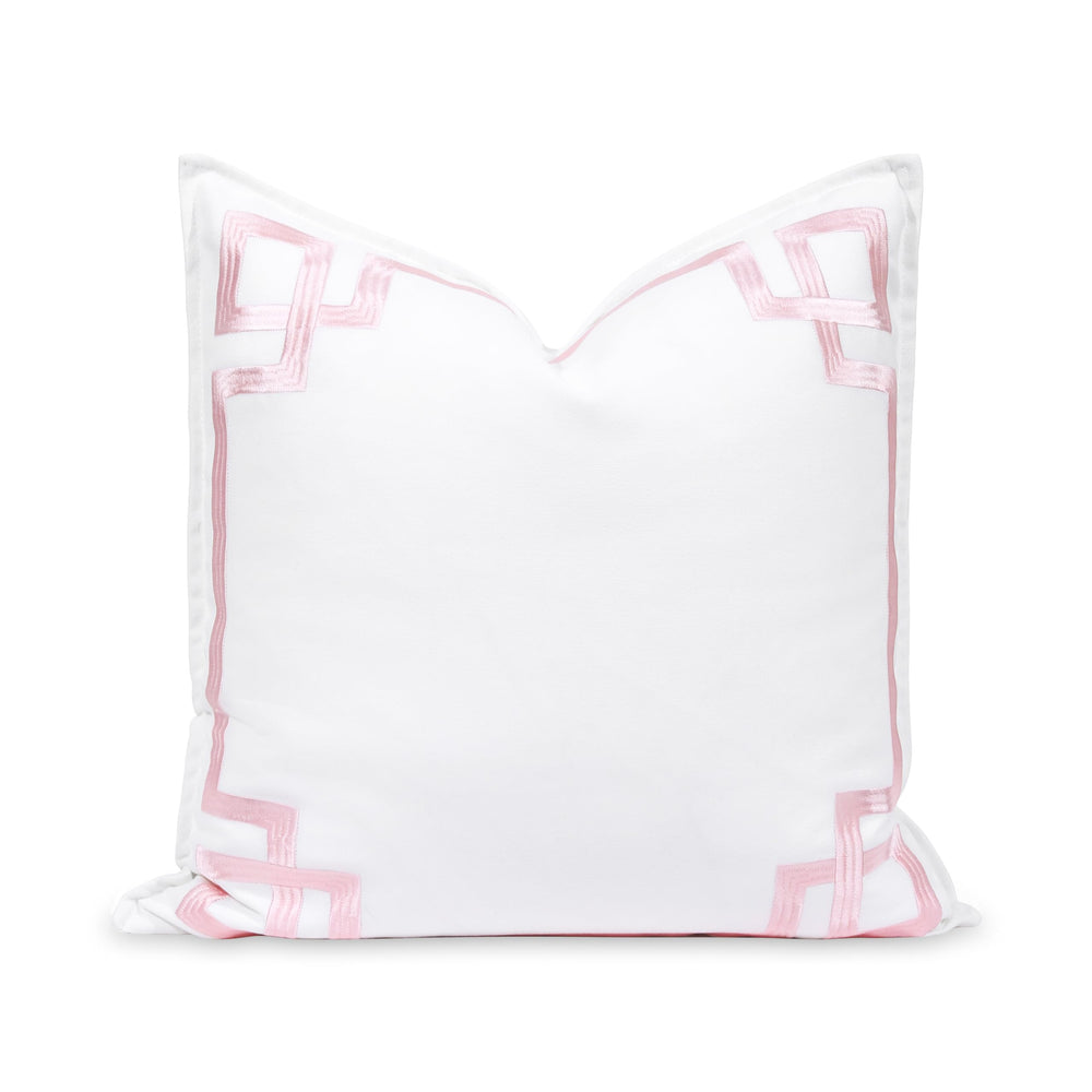 Hofdeco Premium Coastal Throw Pillow Cover 20"x20" blush pink embroidered front view