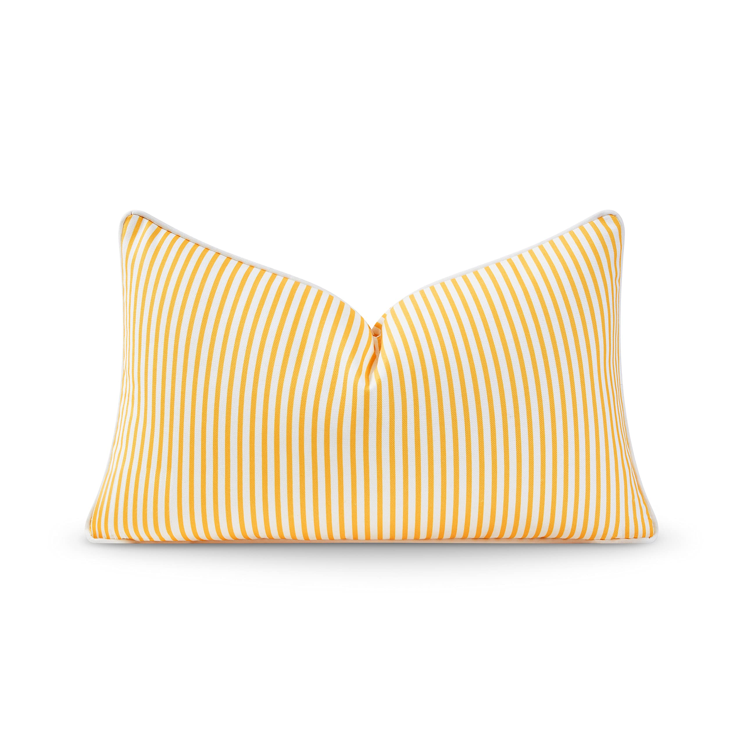Hofdeco Premium Lumbar Pillow Cover 12"x20" yellow striped front view