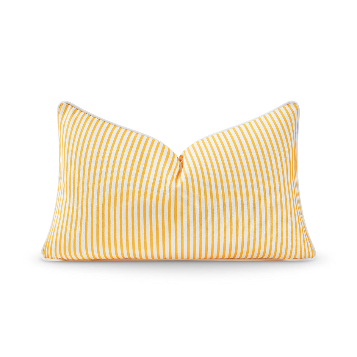 Hofdeco Premium Lumbar Pillow Cover 12"x20" yellow striped front view