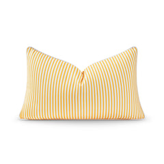 Hofdeco Premium Lumbar Pillow Cover 12"x20" yellow striped front view