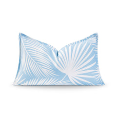 Hofdeco Premium Lumbar Pillow Cover 12x20 baby blue with palm leaf pattern front view