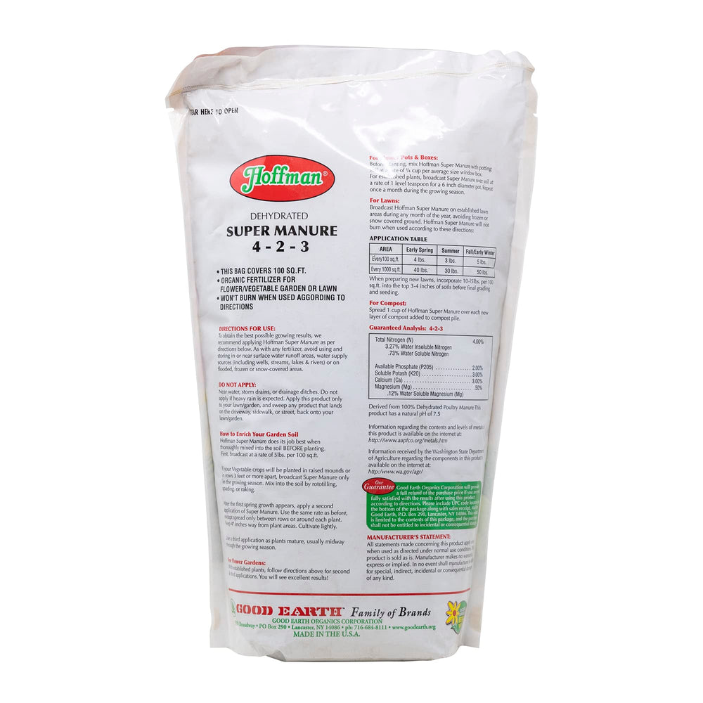 Hoffman 20505 Dehydrated Super Manure back packaging