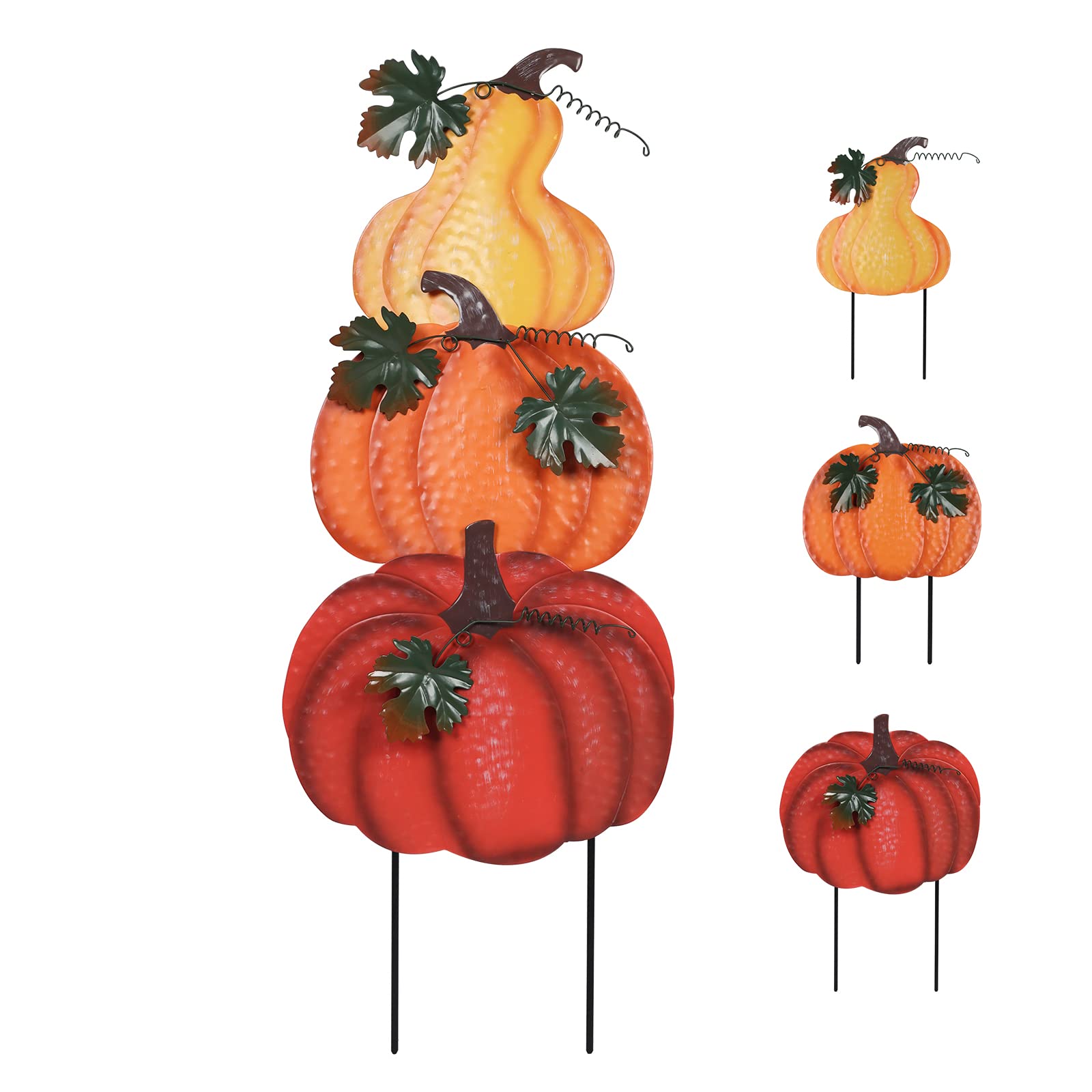 hogardeck 34" decorative garden stake with stacked pumpkins