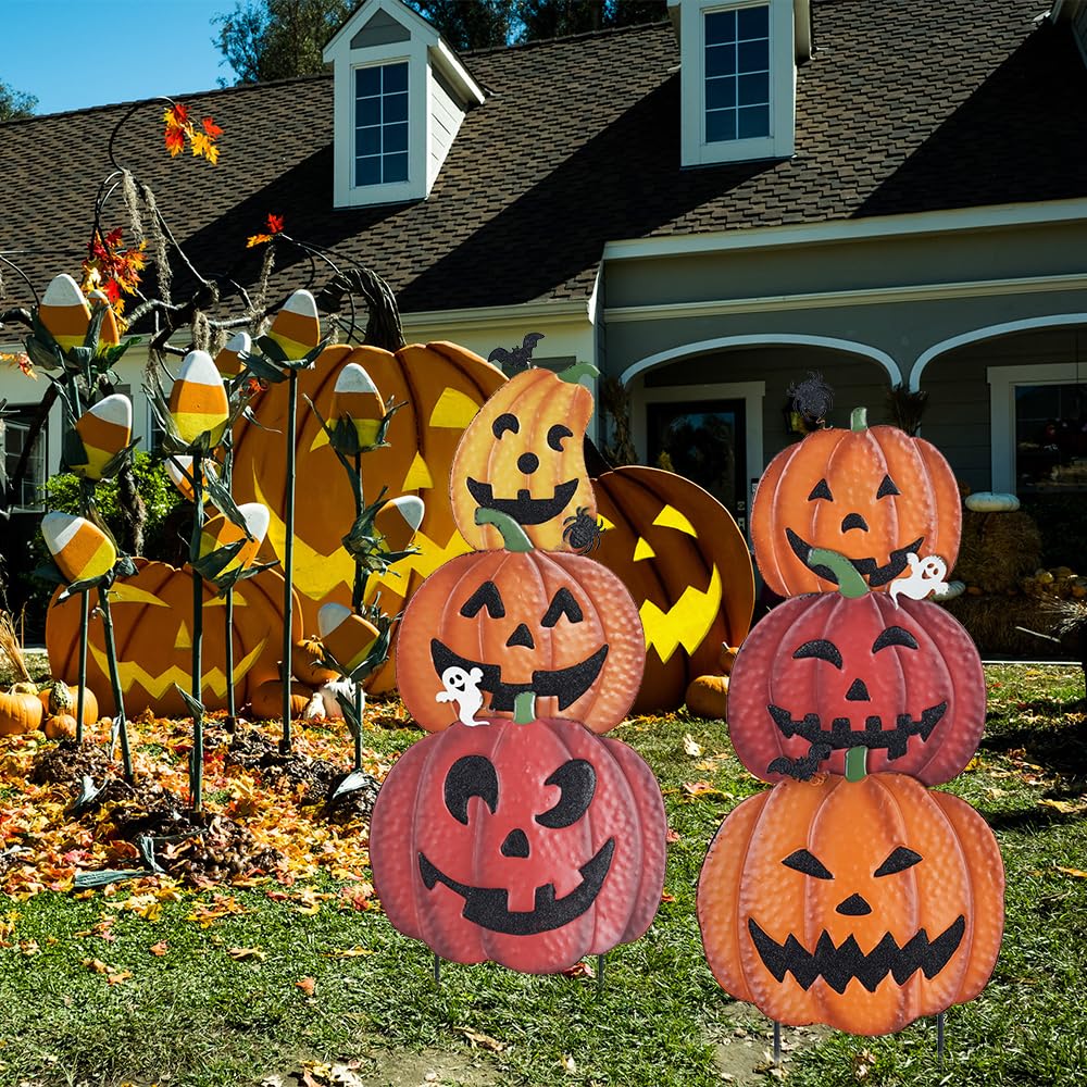 Hogardeck 36" pumpkin stakes displayed in a patio area