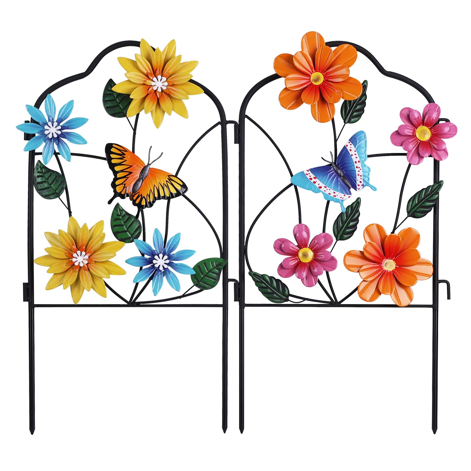 hogardeck decorative garden stakes with flowers and butterflies front view