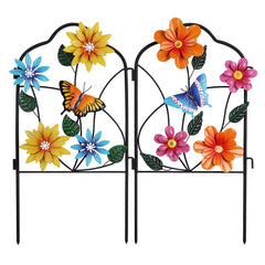 hogardeck decorative garden stakes with flowers and butterflies front view