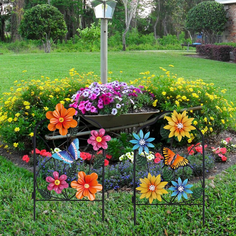 hogardeck garden stakes featuring butterflies and flowers in a decorative setup