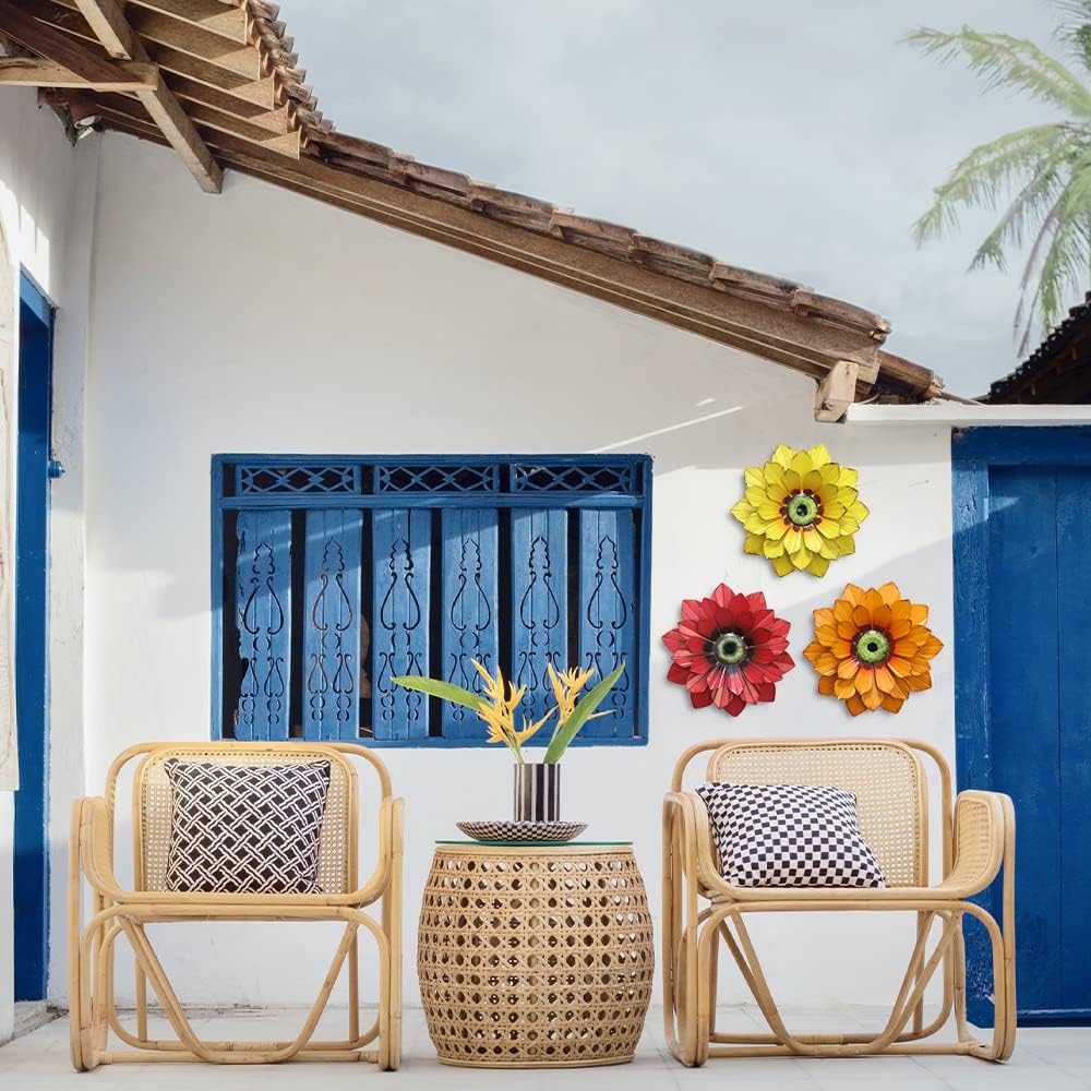 hogardeck Metal Flower Wall Decor displayed in a living room setting