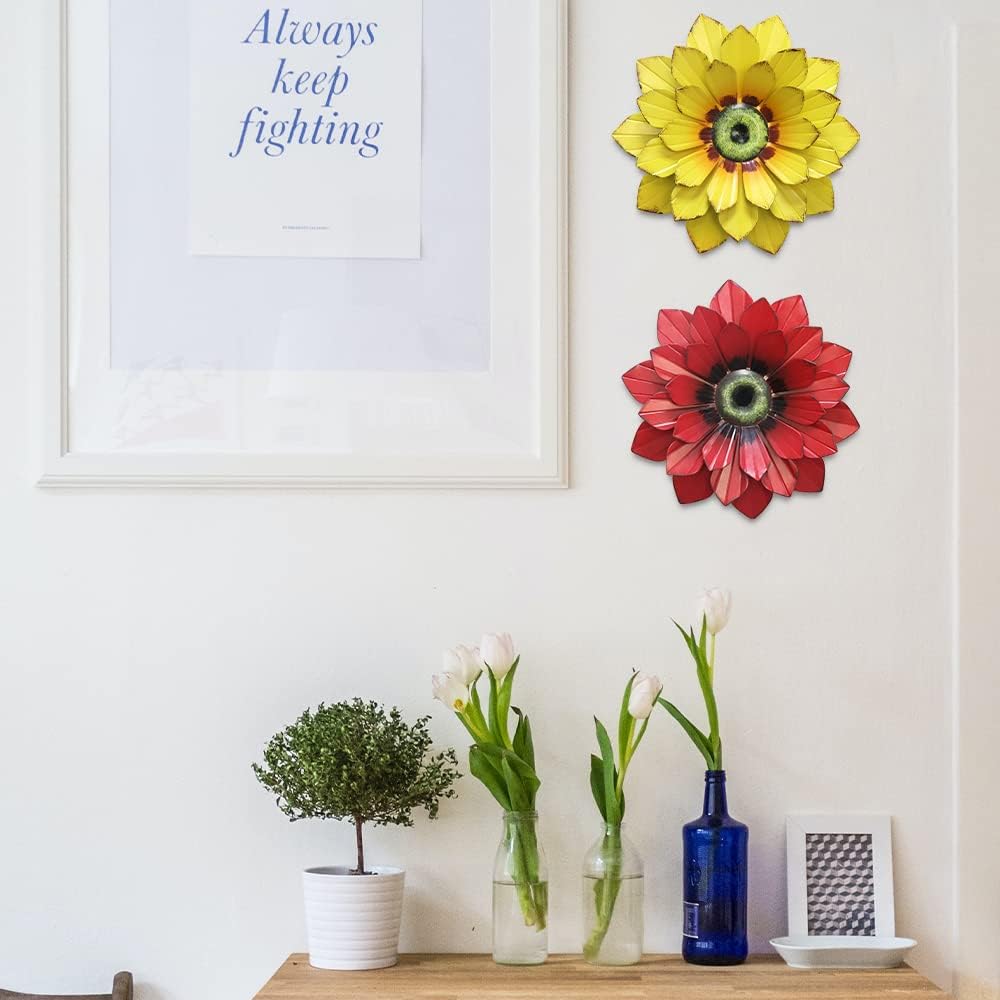 hogardeck Metal Flower Wall Decor set of three with diverse colours