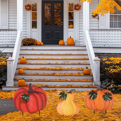 hogardeck pumpkin stakes with green leaves