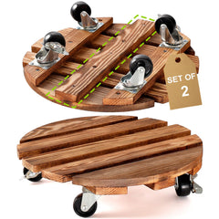 HOHY 12 inch Wooden Plant Caddy front view