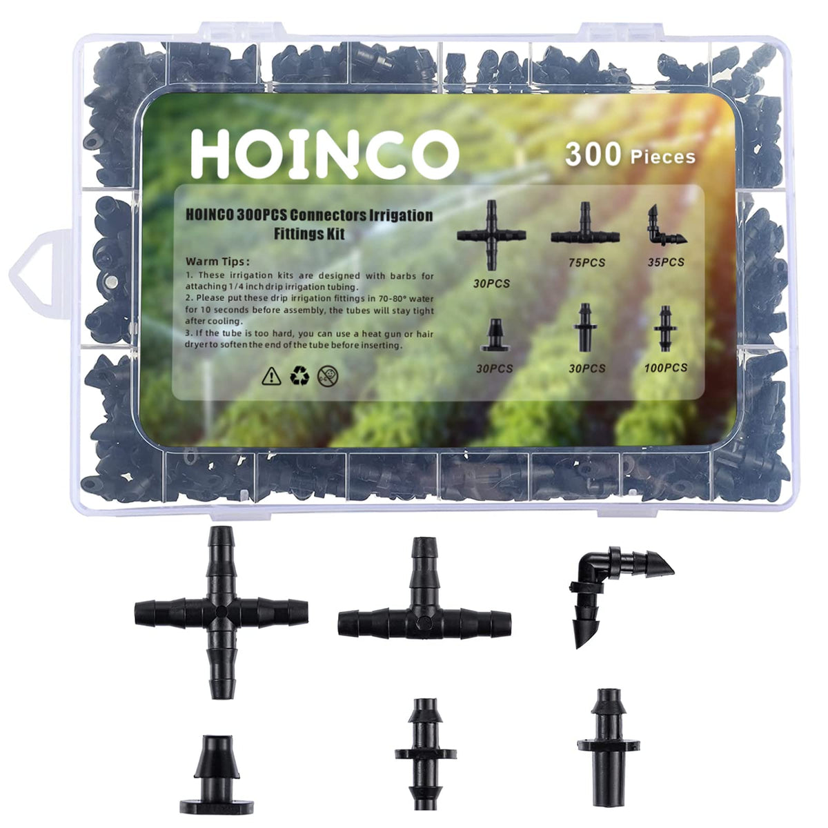 HOINCO 300PCS Drip Irrigation Parts Kit complete collection