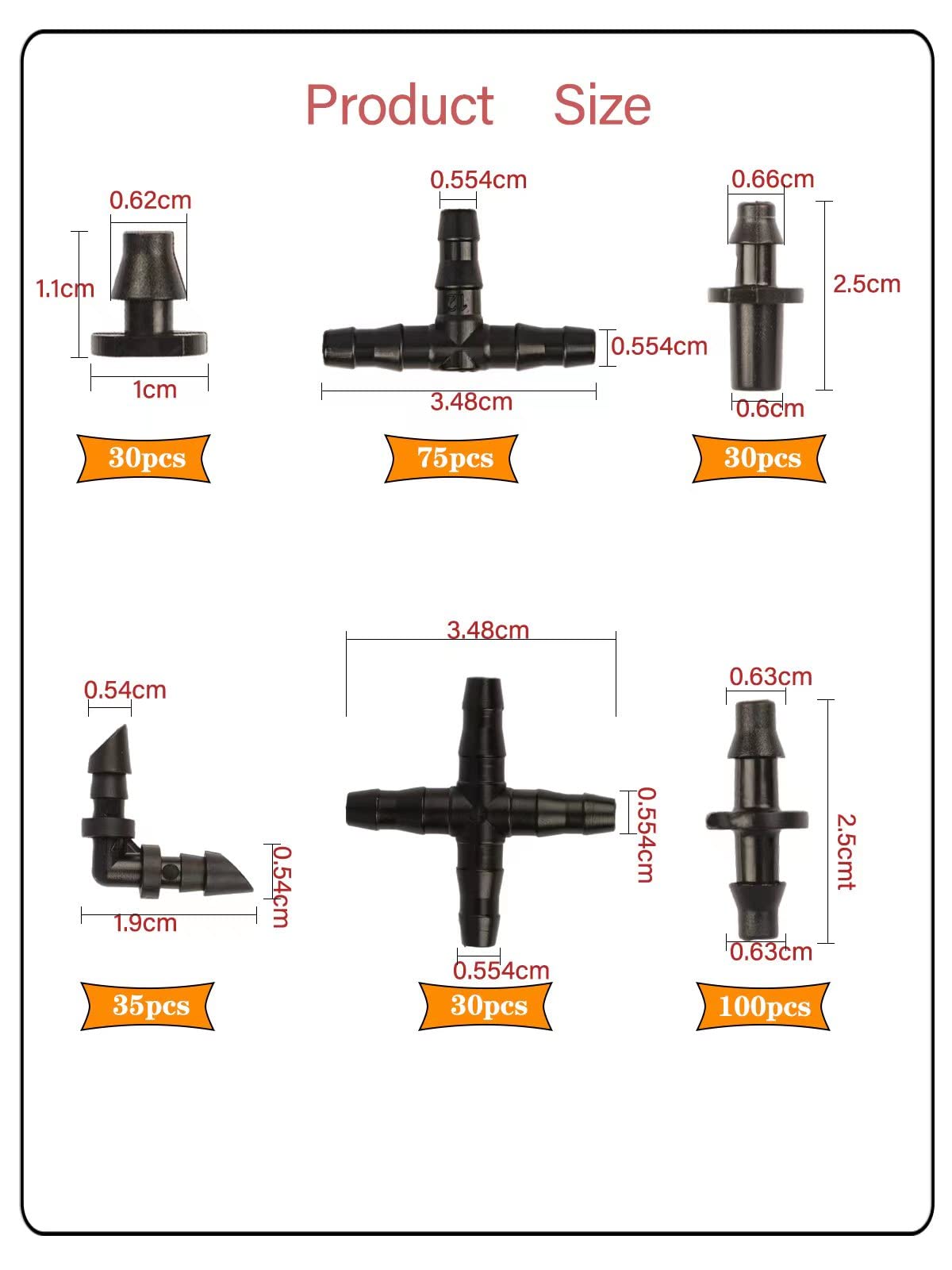 HOINCO drip system parts with 1/4 inch tubing