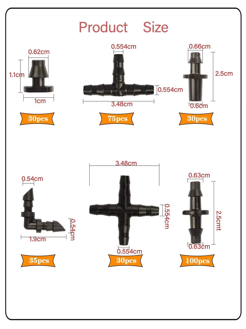HOINCO drip system parts with 1/4 inch tubing