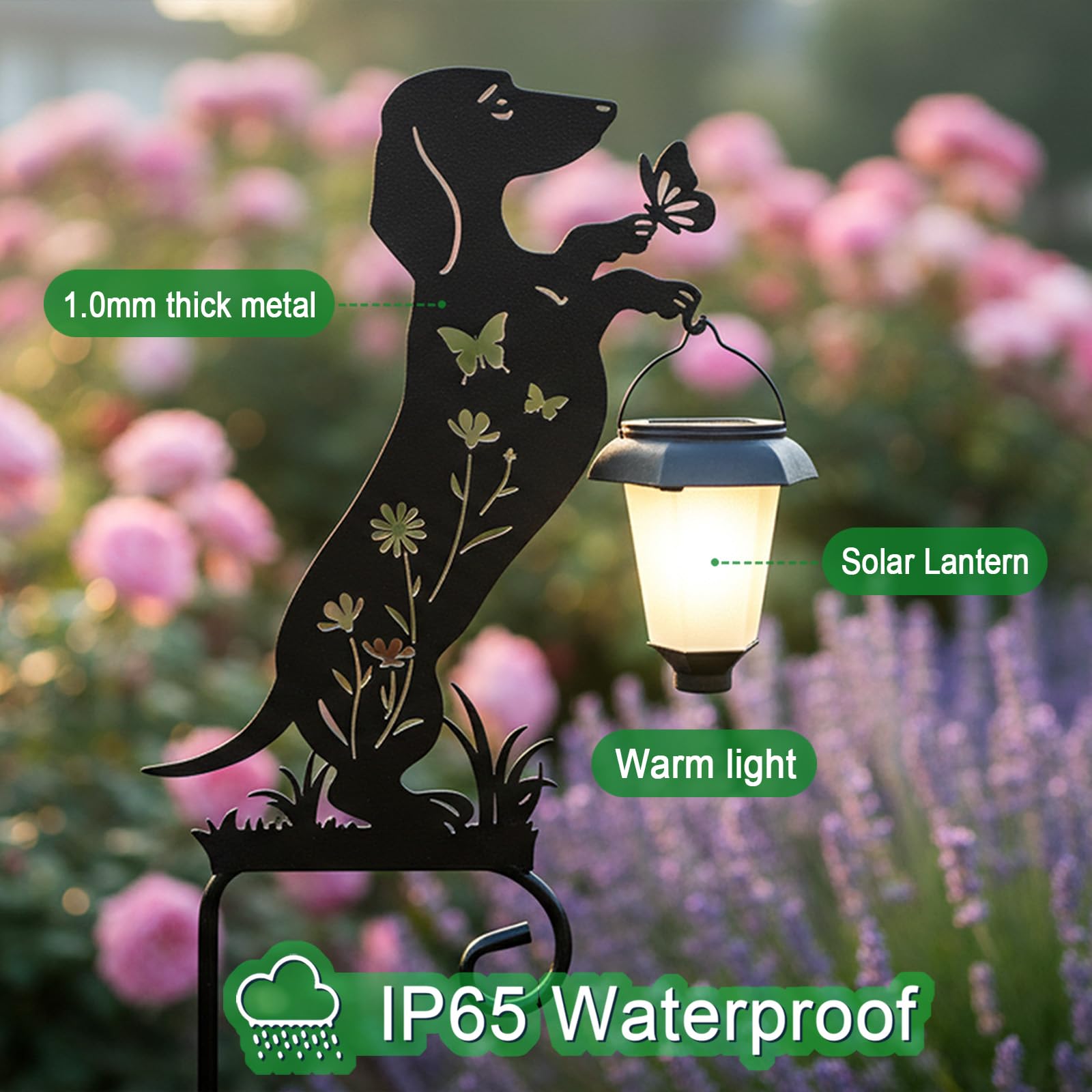Hokfirm Dachshund Solar Light Garden Stake side view