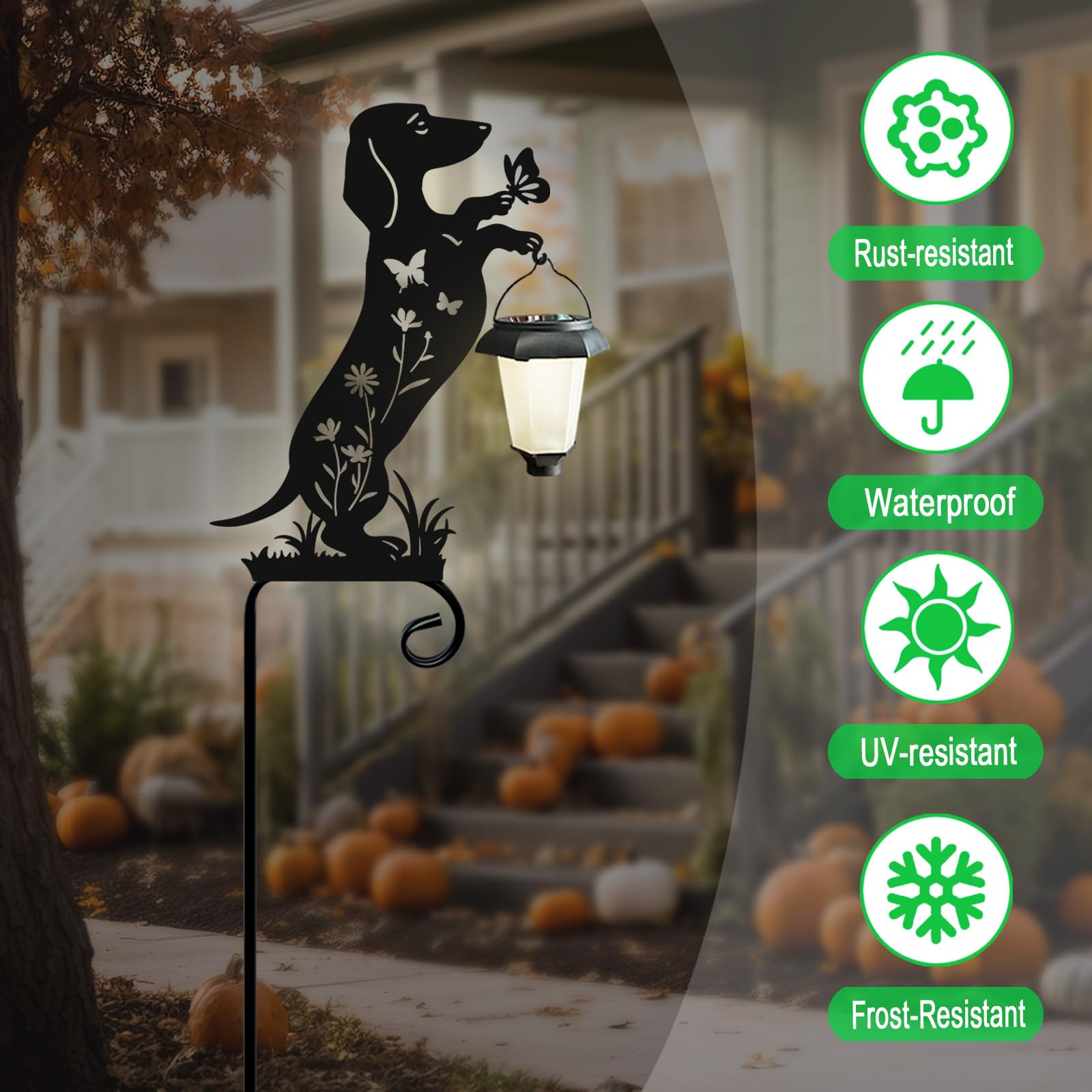 Hokfirm Dachshund Solar Light Garden Stake with solar panel