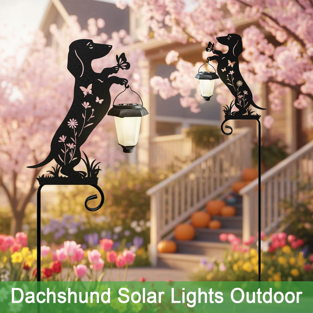 Hokfirm Dachshund Solar Light in garden setting