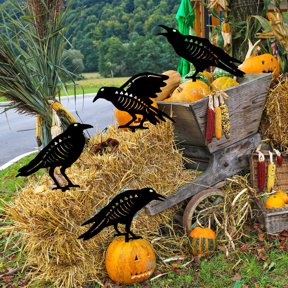 Hokfirm Halloween Crow Stake in outdoor setting