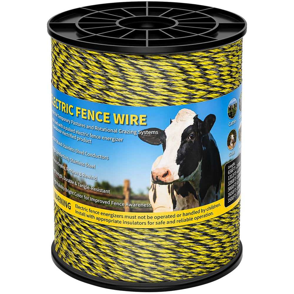 HOKINETY Electric Fence Wire 1312Ft black and yellow spool