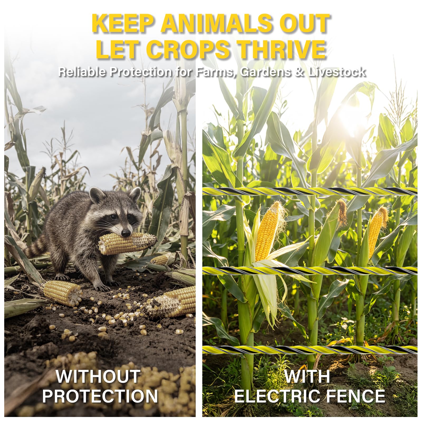HOKINETY Electric Fence Wire black and yellow visibility demonstration