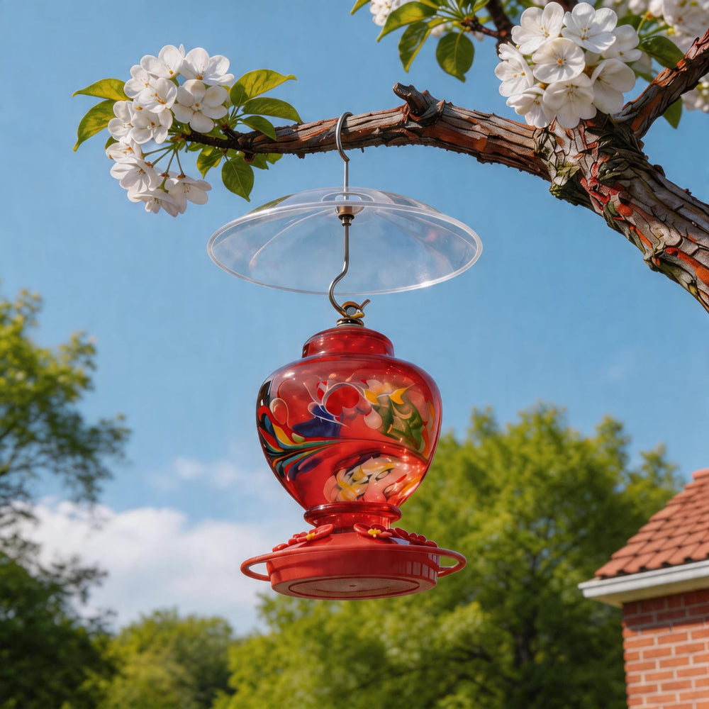 HOLAHOMA bird feeder rain cover in use outdoors