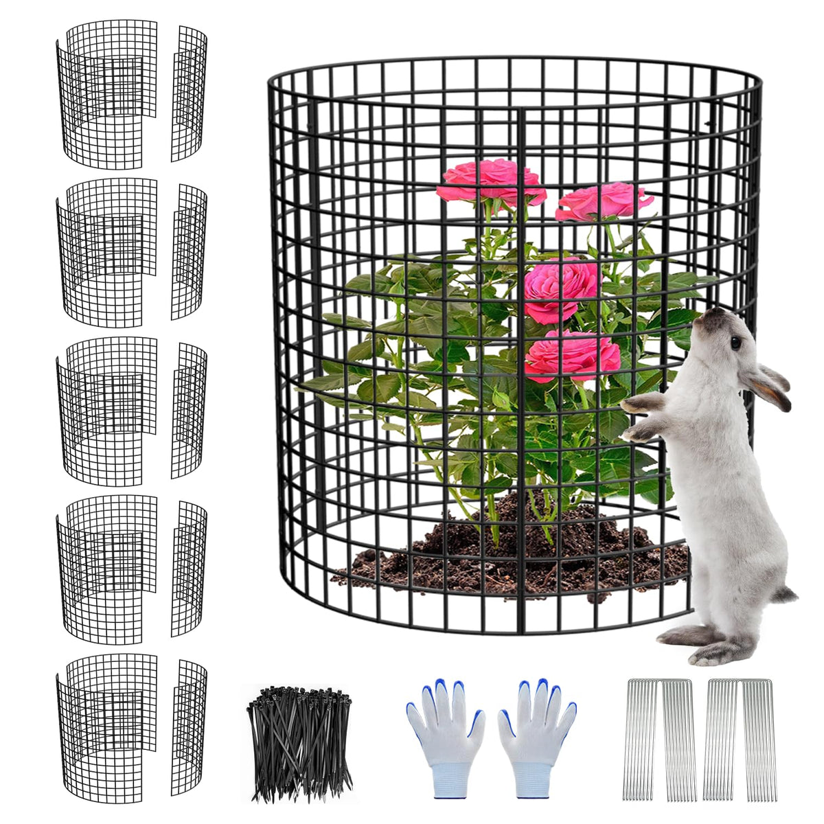 HOLANHING 6 Pack Plant Protectors, white metal mesh design