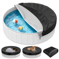 HOLDCOVER 72-inch round dog pool cover front view in black